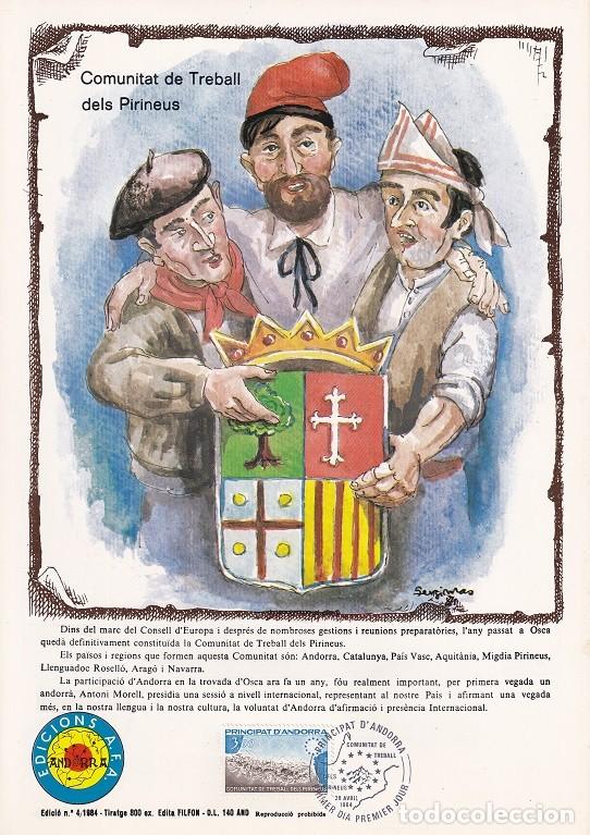 Sellos: Andorra 1984 N&ordm; 4 Tirada 800 - Comunitat de Treball dels Pirineus Comunidad laboral de los Pirineos