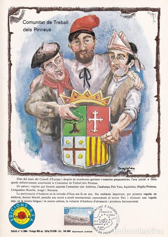 Sellos: Andorra 1984 N&ordm; 4 Tirada 800 - Comunitat de Treball dels Pirineus Comunidad laboral de los Pirineos