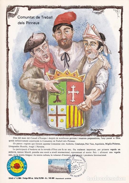 Sellos: Andorra 1984 N&ordm; 4 Tirada 800 - Comunitat de Treball dels Pirineus Comunidad laboral de los Pirineos