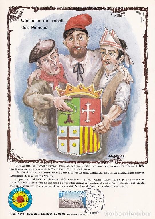 Sellos: Andorra 1984 N&ordm; 4 Tirada 800 - Comunitat de Treball dels Pirineus Comunidad laboral de los Pirineos
