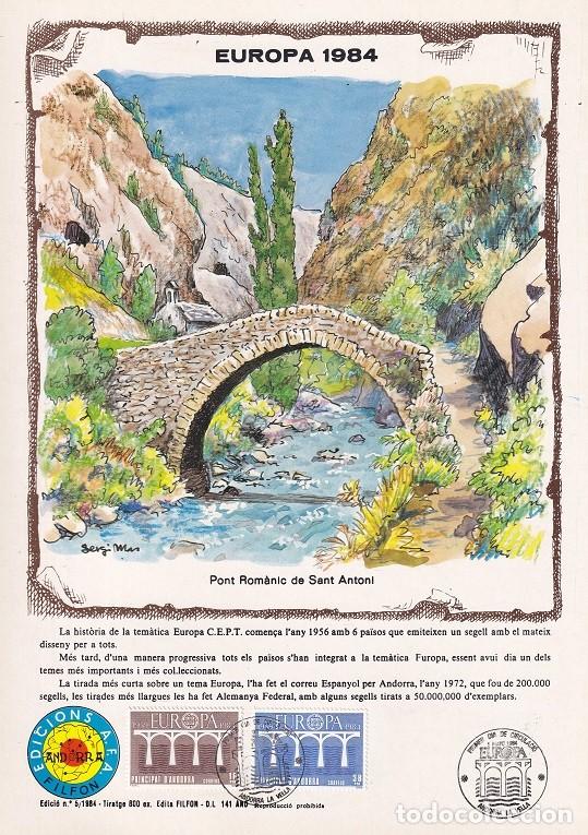 Sellos: Andorra 1984 N&ordm; 5 Tirada 800 - Dise&ntilde;o com&uacute;n Puentes - Europa - Pont Rom&agrave;nic de Sant Antoni