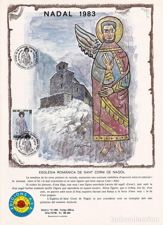 Timbres: Andorra 1983 N&ordm; 13 Tirada 1000 - Nadal Navidad - Esgl&eacute;sia rom&agrave;nica de Sant Cerni de Nagol - Pintura