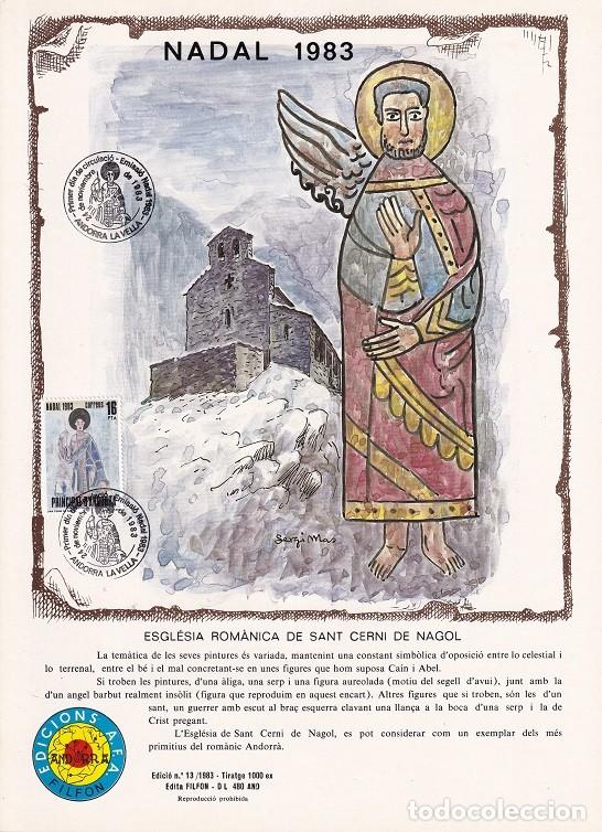 Timbres: Andorra 1983 N&ordm; 13 Tirada 1000 - Nadal Navidad - Esgl&eacute;sia rom&agrave;nica de Sant Cerni de Nagol - Pintura