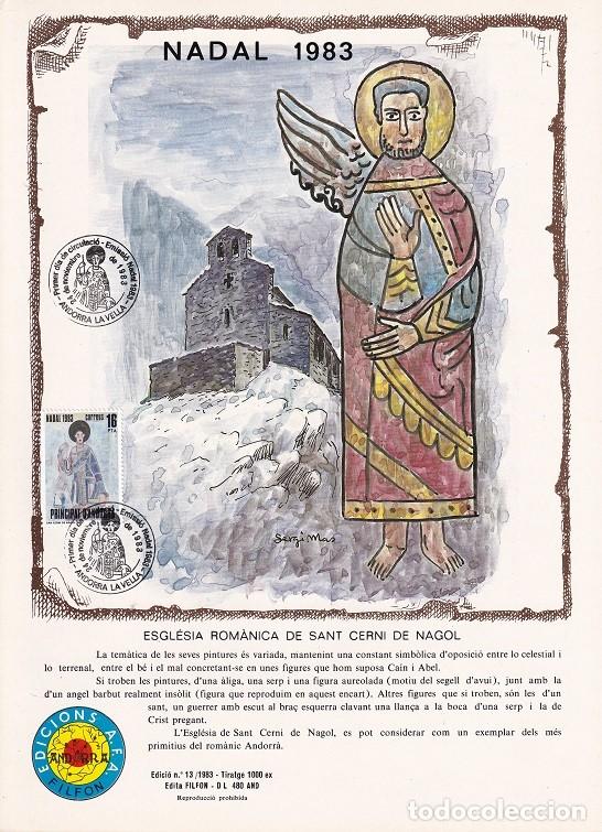 Timbres: Andorra 1983 N&ordm; 13 Tirada 1000 - Nadal Navidad - Esgl&eacute;sia rom&agrave;nica de Sant Cerni de Nagol - Pintura