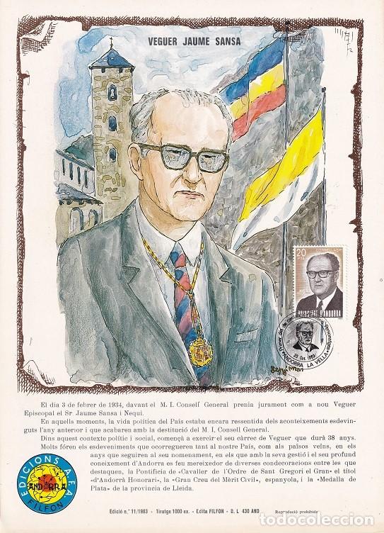 Timbres: Andorra 1983 N&ordm; 11 Tirada 1000 - Veguer episcopal Veguer Jaume Sansa Nequi 1908-1977 - Correo a&eacute;reo