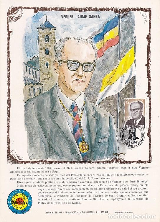 Timbres: Andorra 1983 N&ordm; 11 Tirada 1000 - Veguer episcopal Veguer Jaume Sansa Nequi 1908-1977 - Correo a&eacute;reo