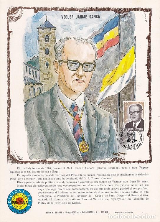 Timbres: Andorra 1983 N&ordm; 11 Tirada 1000 - Veguer episcopal Veguer Jaume Sansa Nequi 1908-1977 - Correo a&eacute;reo