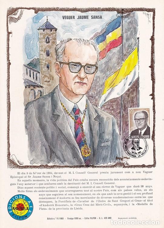 Timbres: Andorra 1983 N&ordm; 11 Tirada 1000 - Veguer episcopal Veguer Jaume Sansa Nequi 1908-1977 - Correo a&eacute;reo