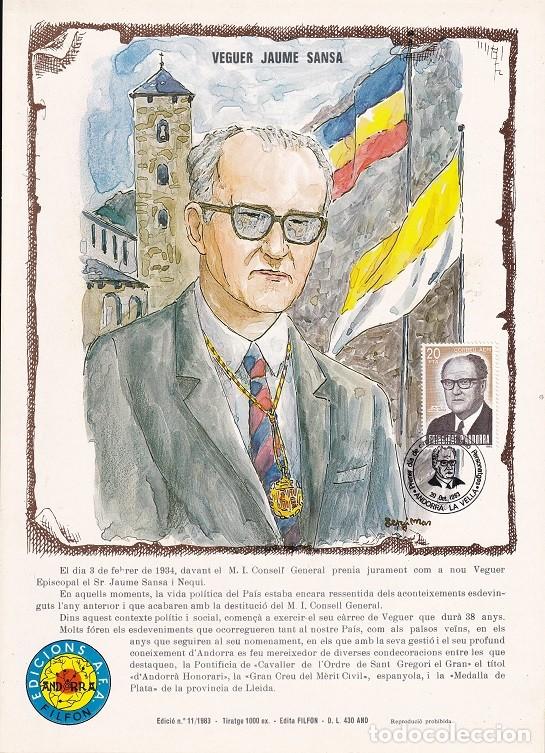 Timbres: Andorra 1983 N&ordm; 11 Tirada 1000 - Veguer episcopal Veguer Jaume Sansa Nequi 1908-1977 - Correo a&eacute;reo