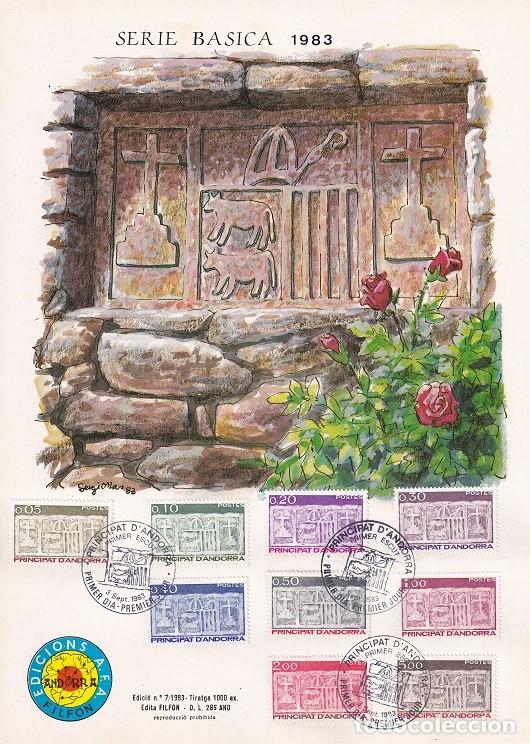 Timbres: Andorra 1983 N&ordm; 7 Tirada 1000 - Serie b&aacute;sica y completa - Escudo primitivo de los Valles de Andorra