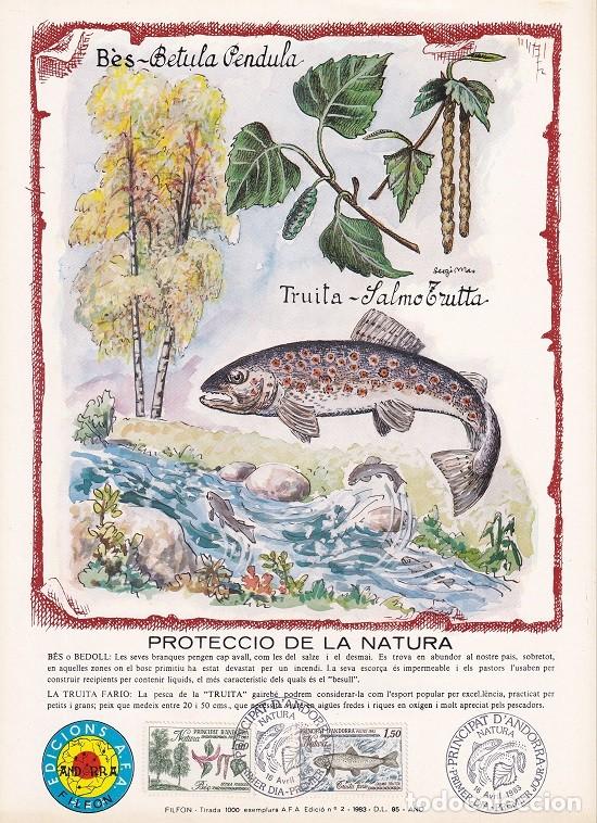 Timbres: Andorra 1983 N&ordm; 2 Tirada 1000 - Protecci&oacute; de la Natura - Naturaleza - Abedul - Trucha - B&egrave;s - Truita