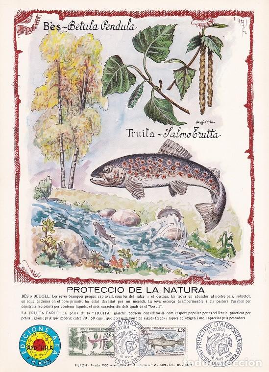 Sellos: Andorra 1983 N&ordm; 2 Tirada 1000 - Protecci&oacute; de la Natura - Naturaleza - Abedul - Trucha - B&egrave;s - Truita