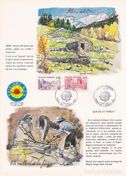 Sellos: Andorra 1983 N&ordm; 3 Tirada 1000 - Orri - Els mallers de la farga - Horno antiguo - Fragua catalana