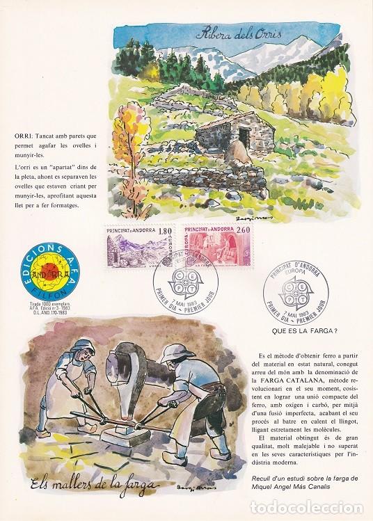Sellos: Andorra 1983 N&ordm; 3 Tirada 1000 - Orri - Els mallers de la farga - Horno antiguo - Fragua catalana