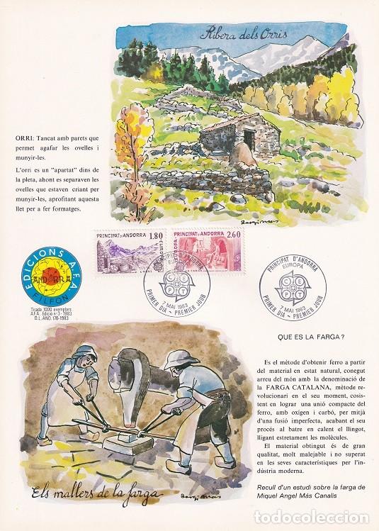 Sellos: Andorra 1983 N&ordm; 3 Tirada 1000 - Orri - Els mallers de la farga - Horno antiguo - Fragua catalana
