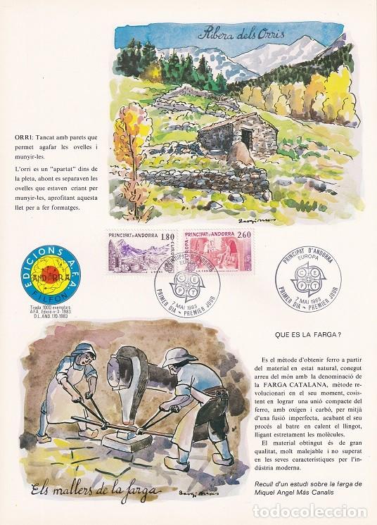 Sellos: Andorra 1983 N&ordm; 3 Tirada 1000 - Orri - Els mallers de la farga - Horno antiguo - Fragua catalana