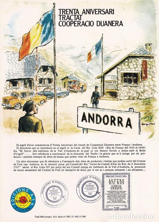 Sellos: Andorra 1983 N&ordm; 4 Tirada 1000 - Trenta aniversari Tractat Cooperaci&oacute; duanera - Carta Lu&iacute;s XIII extr.