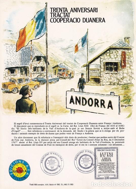 Sellos: Andorra 1983 N&ordm; 4 Tirada 1000 - Trenta aniversari Tractat Cooperaci&oacute; duanera - Carta Lu&iacute;s XIII extr.