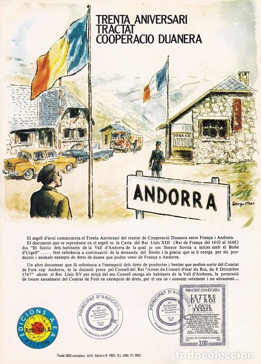 Sellos: Andorra 1983 N&ordm; 4 Tirada 1000 - Trenta aniversari Tractat Cooperaci&oacute; duanera - Carta Lu&iacute;s XIII extr.