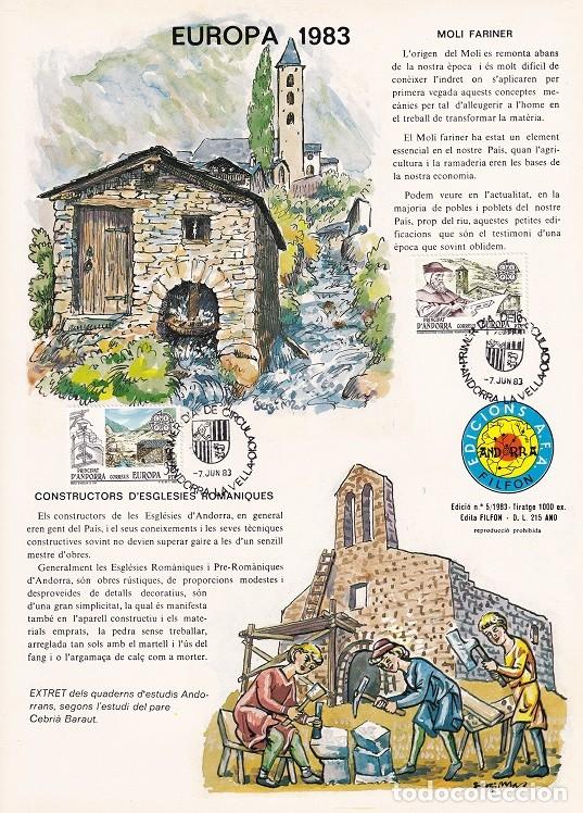 Sellos: Andorra 1983 N&ordm; 5 Tirada 1000 - Europa - Iglesias rom&aacute;nicas - Molino hidr&aacute;ulico - Mol&iacute; fariner - Con