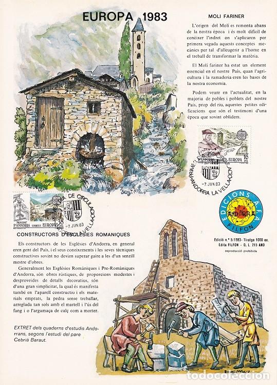 Sellos: Andorra 1983 N&ordm; 5 Tirada 1000 - Europa - Iglesias rom&aacute;nicas - Molino hidr&aacute;ulico - Mol&iacute; fariner - Con