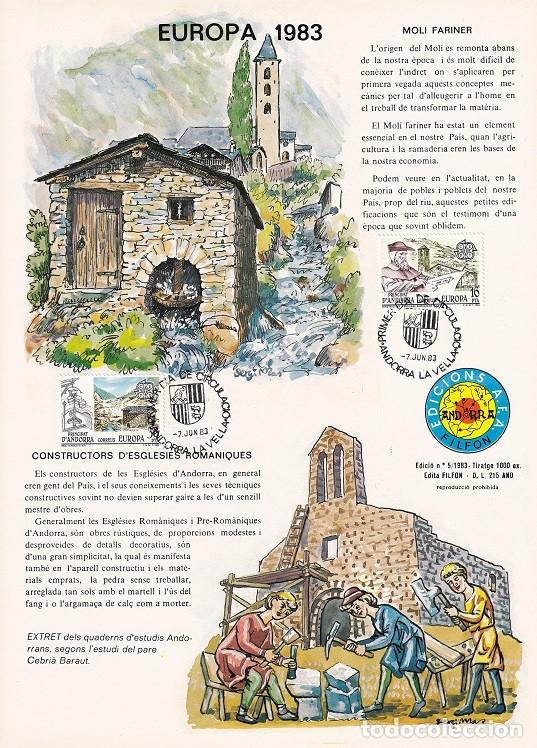 Sellos: Andorra 1983 N&ordm; 5 Tirada 1000 - Europa - Iglesias rom&aacute;nicas - Molino hidr&aacute;ulico - Mol&iacute; fariner - Con