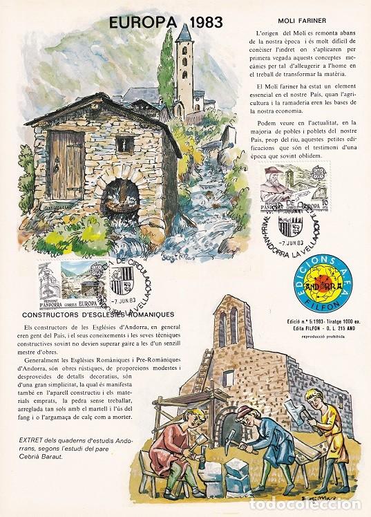 Sellos: Andorra 1983 N&ordm; 5 Tirada 1000 - Europa - Iglesias rom&aacute;nicas - Molino hidr&aacute;ulico - Mol&iacute; fariner - Con