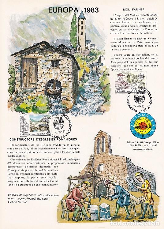 Sellos: Andorra 1983 N&ordm; 5 Tirada 1000 - Europa - Iglesias rom&aacute;nicas - Molino hidr&aacute;ulico - Mol&iacute; fariner - Con