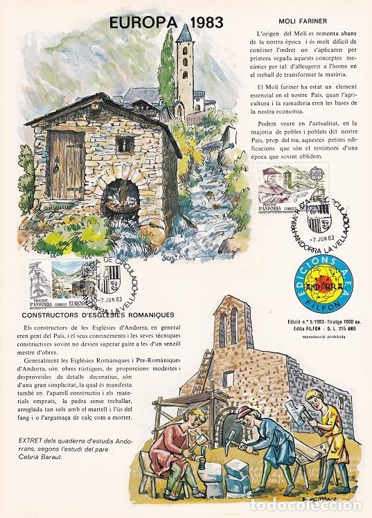 Timbres: Andorra 1983 N&ordm; 5 Tirada 1000 - Europa - Iglesias rom&aacute;nicas - Molino hidr&aacute;ulico - Mol&iacute; fariner - Con