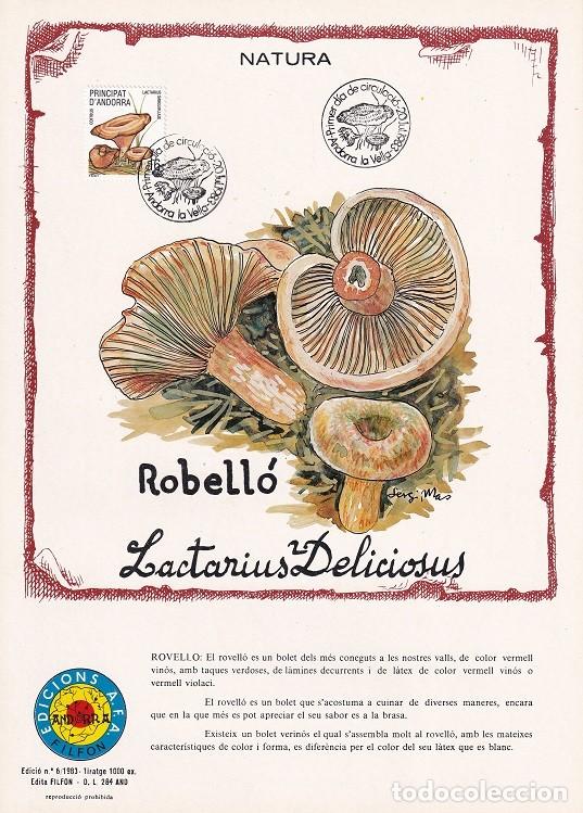 Timbres: Andorra 1983 N&ordm; 6 Tirada 1000 - Natura - Robell&oacute; Lactarius Deliciosus - Setas N&iacute;scalo Lactarius sa..