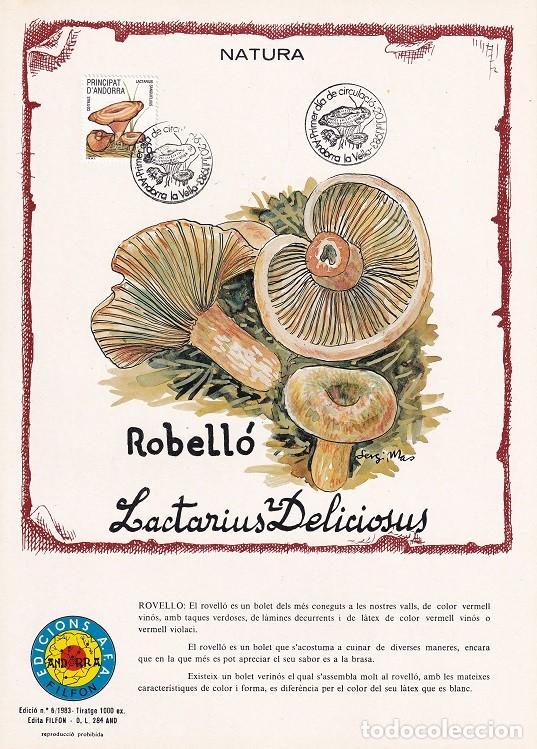 Timbres: Andorra 1983 N&ordm; 6 Tirada 1000 - Natura - Robell&oacute; Lactarius Deliciosus - Setas N&iacute;scalo Lactarius sa..