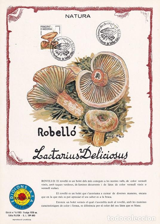 Timbres: Andorra 1983 N&ordm; 6 Tirada 1000 - Natura - Robell&oacute; Lactarius Deliciosus - Setas N&iacute;scalo Lactarius sa..