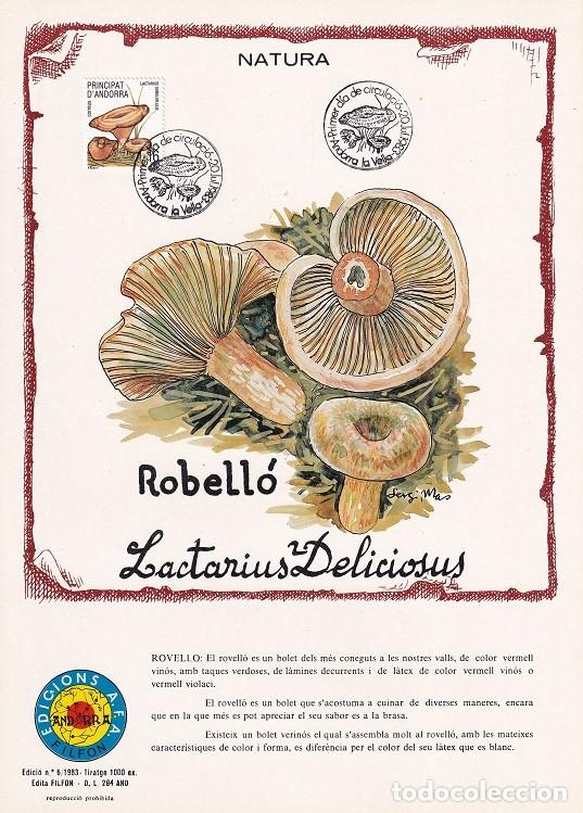Timbres: Andorra 1983 N&ordm; 6 Tirada 1000 - Natura - Robell&oacute; Lactarius Deliciosus - Setas N&iacute;scalo Lactarius sa..