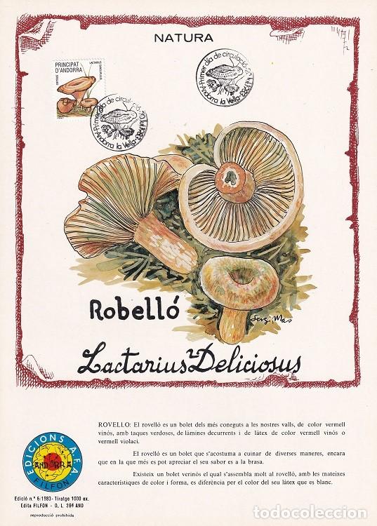 Timbres: Andorra 1983 N&ordm; 6 Tirada 1000 - Natura - Robell&oacute; Lactarius Deliciosus - Setas N&iacute;scalo Lactarius sa..