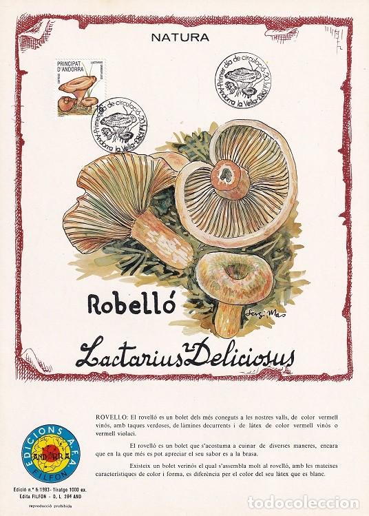 Timbres: Andorra 1983 N&ordm; 6 Tirada 1000 - Natura - Robell&oacute; Lactarius Deliciosus - Setas N&iacute;scalo Lactarius sa..
