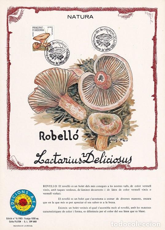 Timbres: Andorra 1983 N&ordm; 6 Tirada 1000 - Natura - Robell&oacute; Lactarius Deliciosus - Setas N&iacute;scalo Lactarius sa..