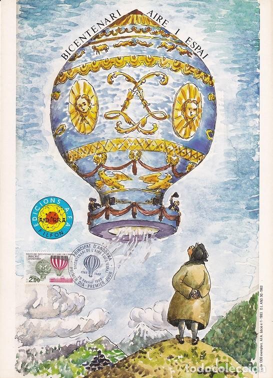 Timbres: Andorra 1983 N&ordm; 1 Tirada 1300 Bicentenari aire i espai - Primeros vuelos d los hermanos Montgolfi&egrave;re