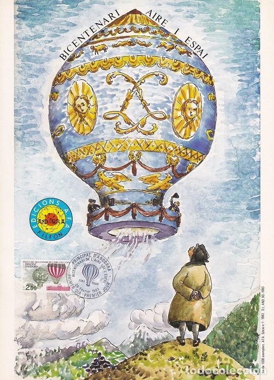 Timbres: Andorra 1983 N&ordm; 1 Tirada 1300 Bicentenari aire i espai - Primeros vuelos d los hermanos Montgolfi&egrave;re