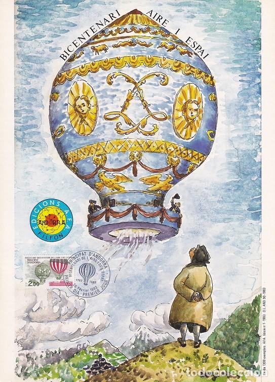Timbres: Andorra 1983 N&ordm; 1 Tirada 1300 Bicentenari aire i espai - Primeros vuelos d los hermanos Montgolfi&egrave;re