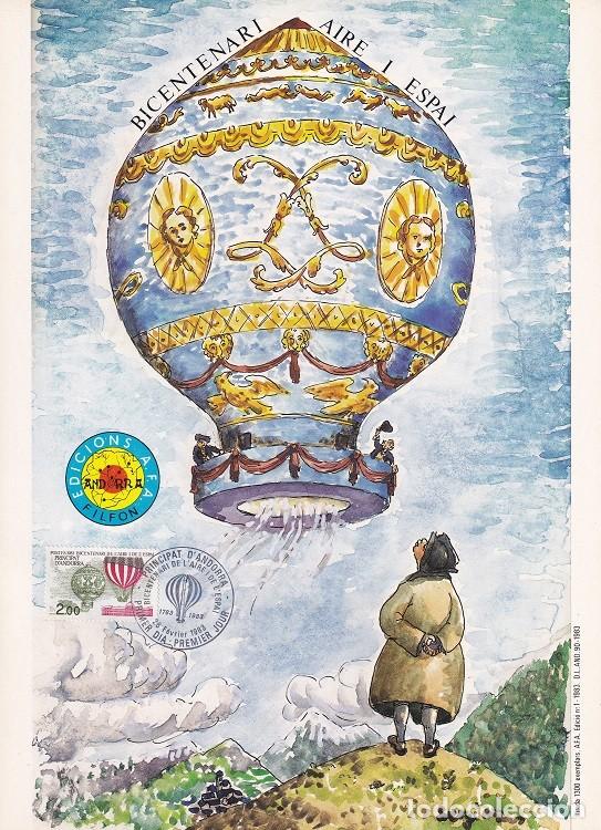 Timbres: Andorra 1983 N&ordm; 1 Tirada 1300 Bicentenari aire i espai - Primeros vuelos d los hermanos Montgolfi&egrave;re