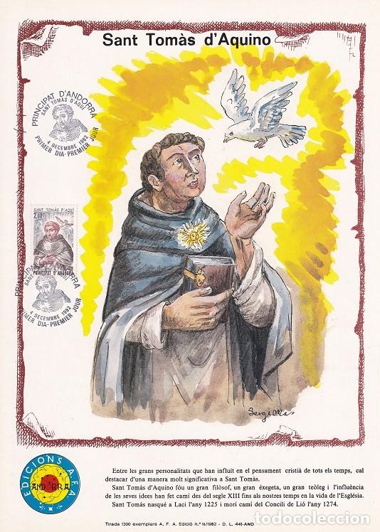 Timbres: Andorra 1982 N&ordm; 16 Tirada 1300 - Sant Tom&agrave;s d'Aquino - Doctor de la Iglesia Santo Tom&aacute;s de Aquino