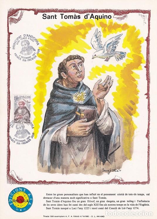 Timbres: Andorra 1982 N&ordm; 16 Tirada 1300 - Sant Tom&agrave;s d'Aquino - Doctor de la Iglesia Santo Tom&aacute;s de Aquino