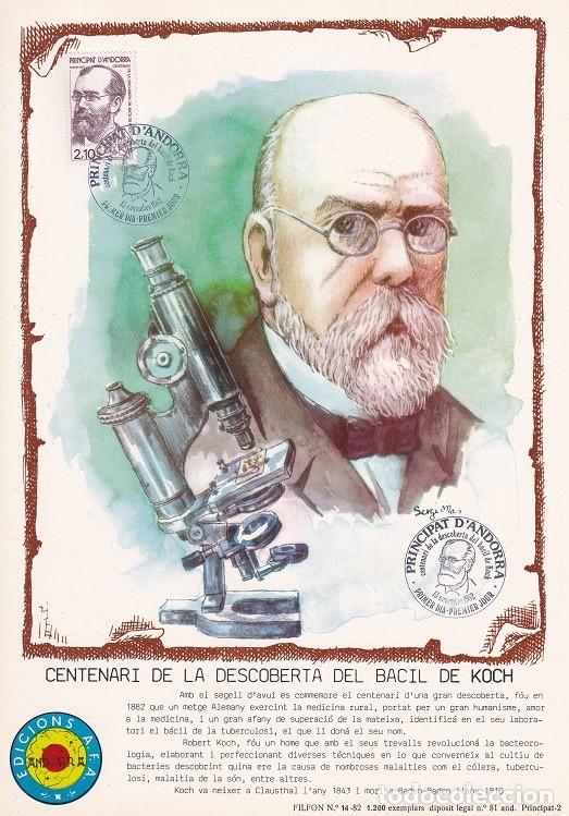 Timbres: Andorra 1982 N&ordm; 14 Tirada 1200 - Centenari de la descoberta del Bacil de Koch - Doctor Robert Koch