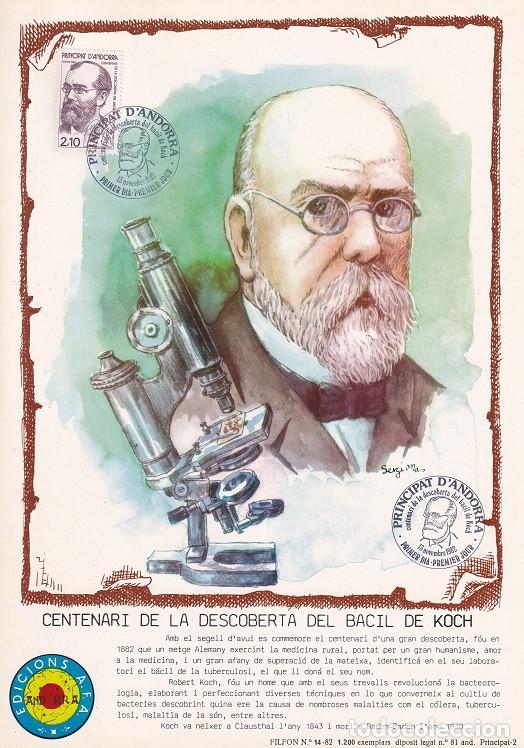Timbres: Andorra 1982 N&ordm; 14 Tirada 1200 - Centenari de la descoberta del Bacil de Koch - Doctor Robert Koch