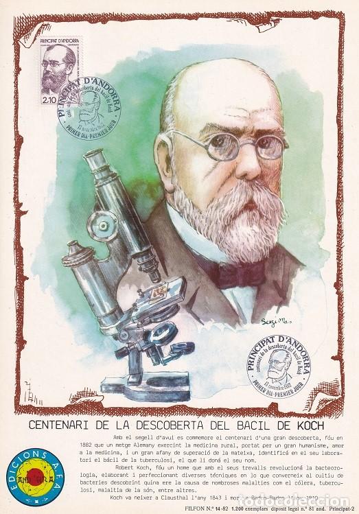 Timbres: Andorra 1982 N&ordm; 14 Tirada 1200 - Centenari de la descoberta del Bacil de Koch - Doctor Robert Koch