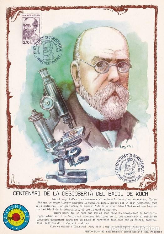 Timbres: Andorra 1982 N&ordm; 14 Tirada 1200 - Centenari de la descoberta del Bacil de Koch - Doctor Robert Koch