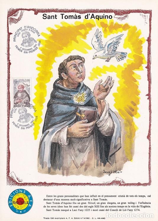 Timbres: Andorra 1982 N&ordm; 16 Tirada 1300 - Sant Tom&agrave;s d'Aquino - Doctor de la Iglesia Santo Tom&aacute;s de Aquino