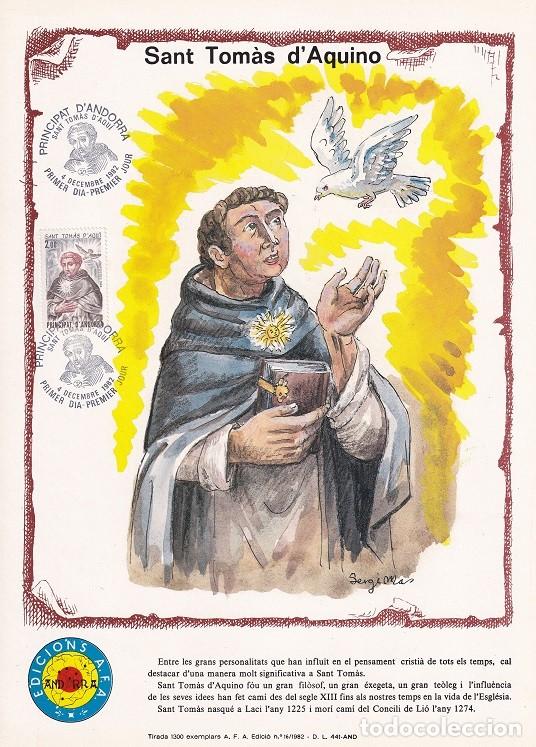 Timbres: Andorra 1982 N&ordm; 16 Tirada 1300 - Sant Tom&agrave;s d'Aquino - Doctor de la Iglesia Santo Tom&aacute;s de Aquino