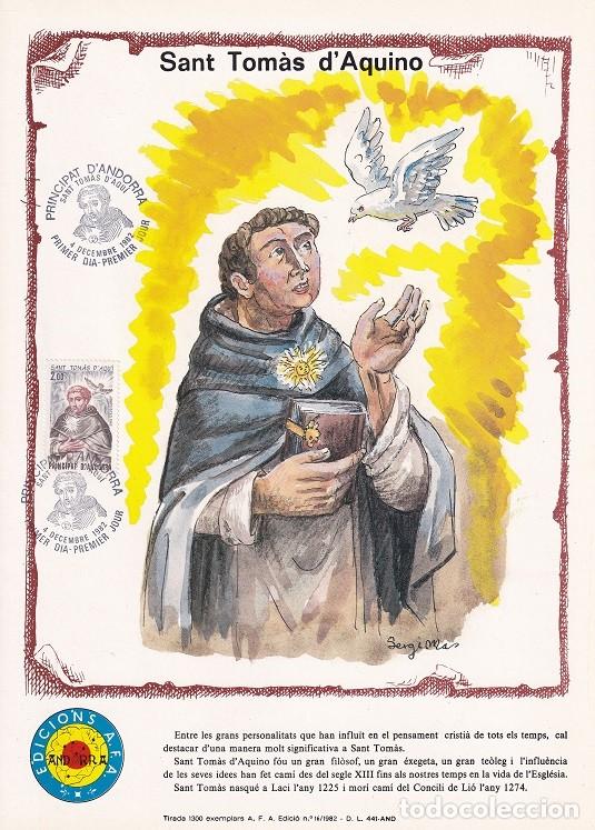 Timbres: Andorra 1982 N&ordm; 16 Tirada 1300 - Sant Tom&agrave;s d'Aquino - Doctor de la Iglesia Santo Tom&aacute;s de Aquino