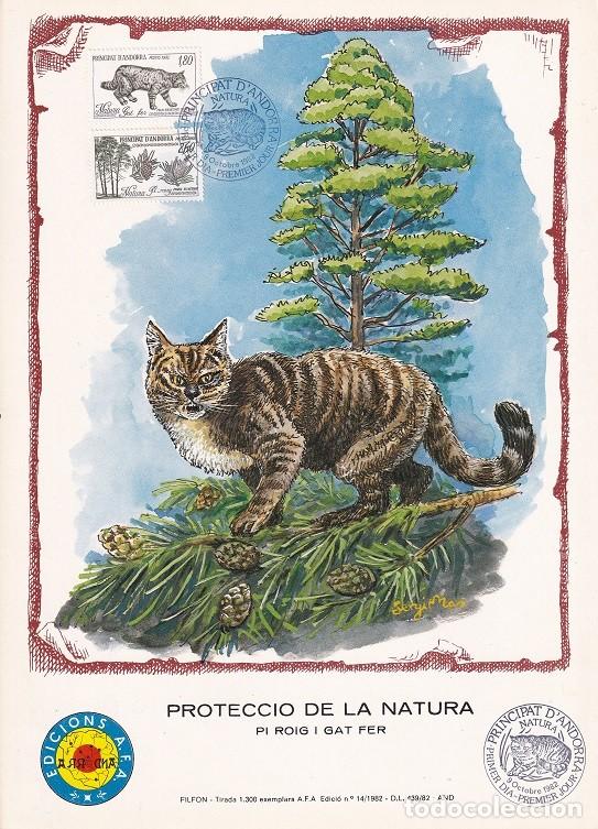 Timbres: Andorra 1982 N&ordm; 14 Tirada 1300 - Protecci&oacute; de la Natura - Pi Roig i Gat fer - Lince - Pino